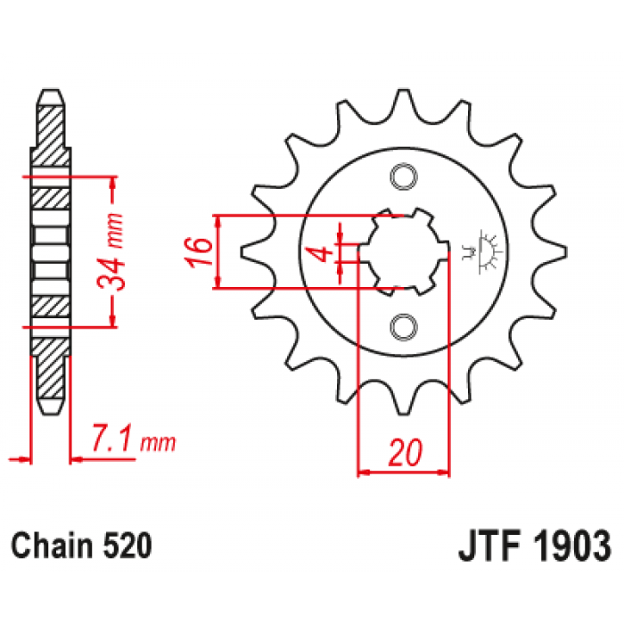 Звезда цепного привода JT JTF1903.12
