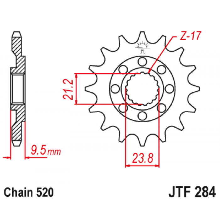 Звезда цепного привода JT JTF284.13