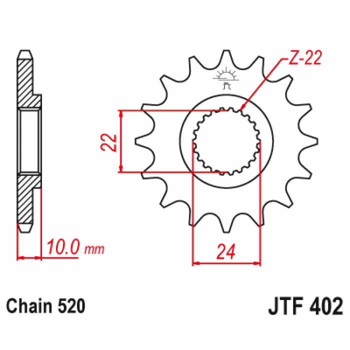 Звезда цепного привода JT JTF402.14