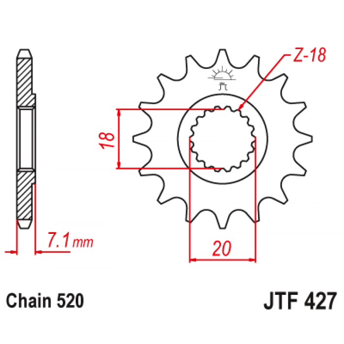 Звезда цепного привода JT JTF427.11