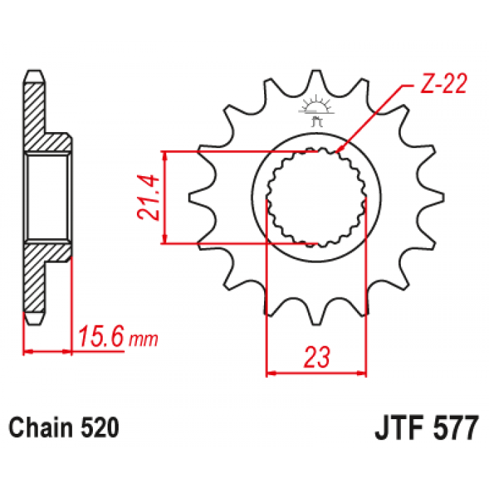 Звезда цепного привода JT JTF577.14