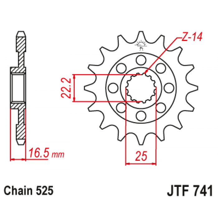 Звезда цепного привода JT JTF741.15RB