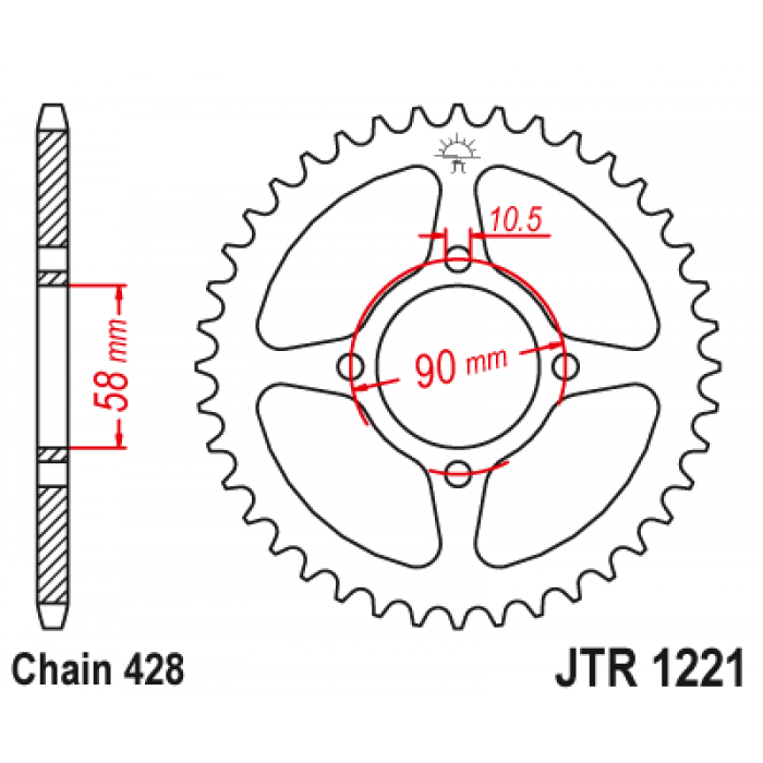 Звезда цепного привода JT JTR1221.42