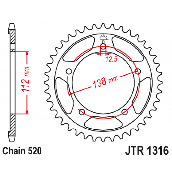 Звезда цепного привода JT JTR1316.41ZBK