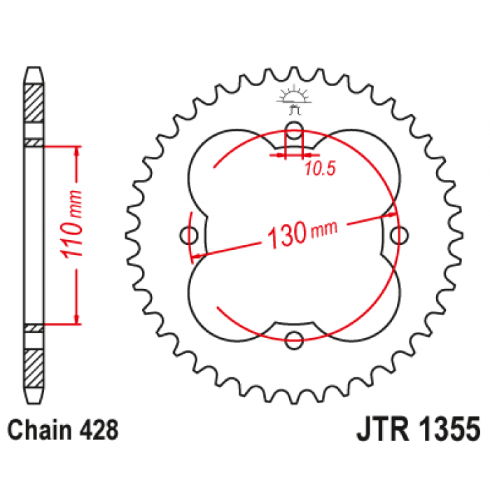 Звезда цепного привода JT JTR1355.50
