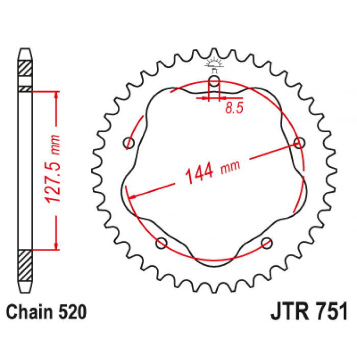 Звезда цепного привода JT JTR751.43