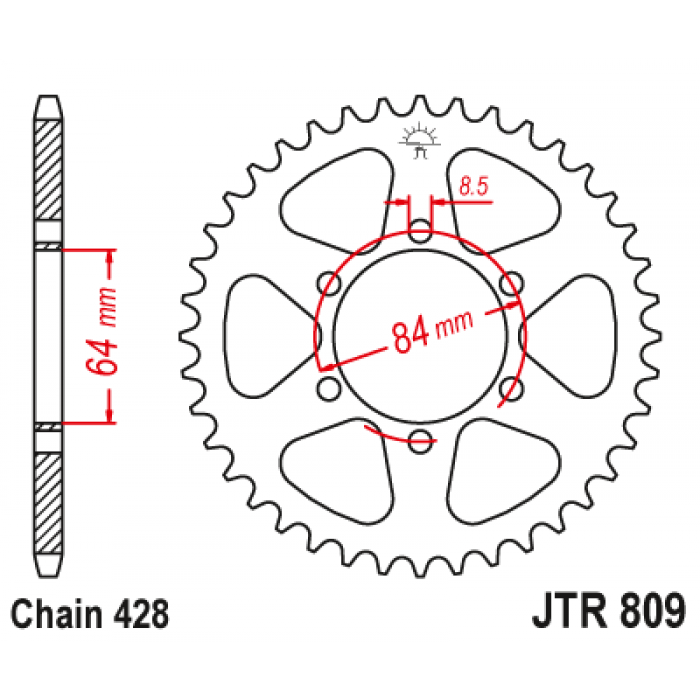 Звезда цепного привода JT JTR809.44