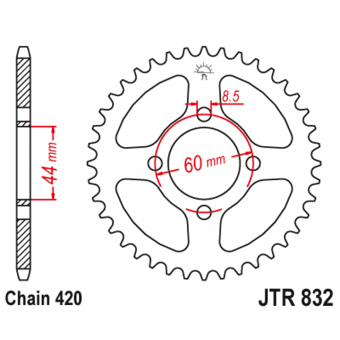 Звезда цепного привода JT JTR832.51
