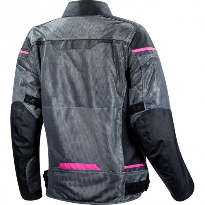 Мотокуртка женская LS2 RIVA LADY JACKET, черно-темно-серо-розовый, размер XL