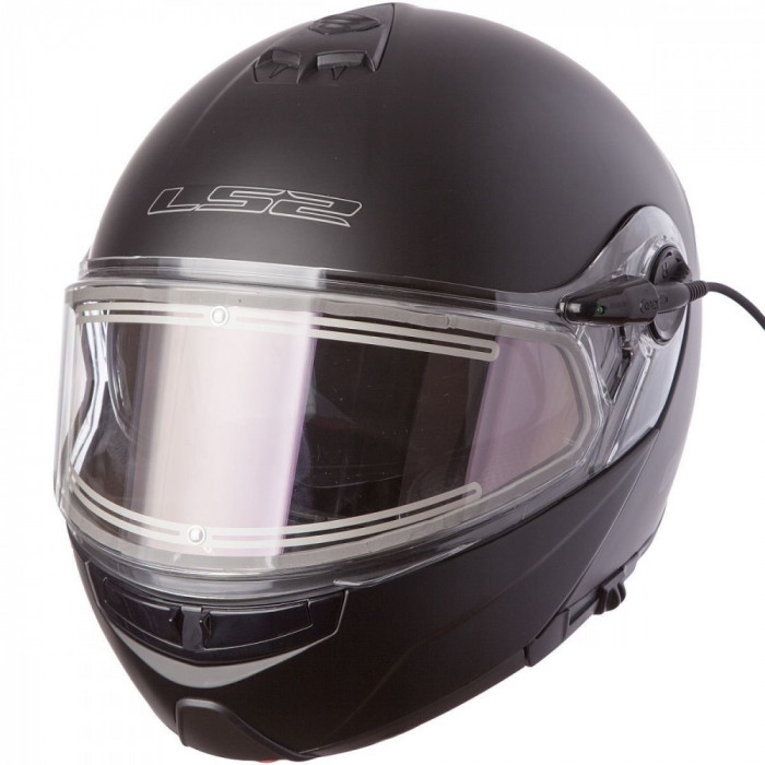 Мотошлем LS2 FF325 STROBE ELECTRIC SNOW Solid снегоходный, черный матовый, размер S