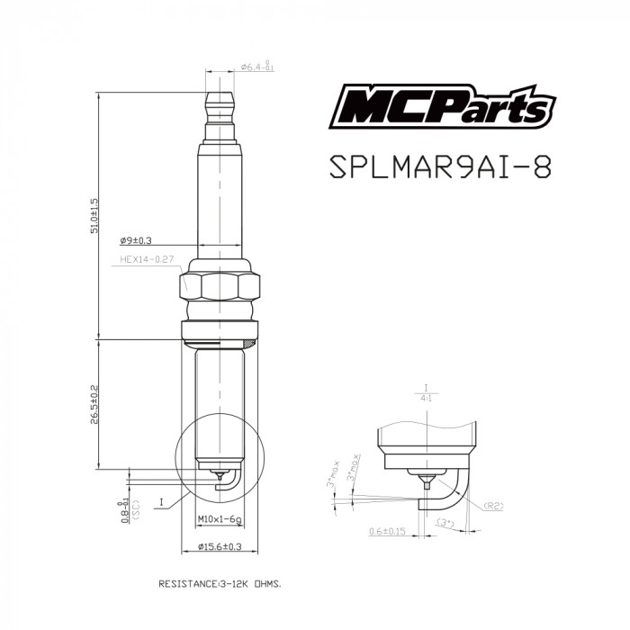 Свеча зажигания MCP аналог LMAR9AI-8