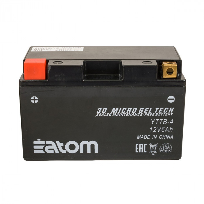 Мото аккумулятор ATOM YT7B-BS (YT7B-4) GEL гелевый