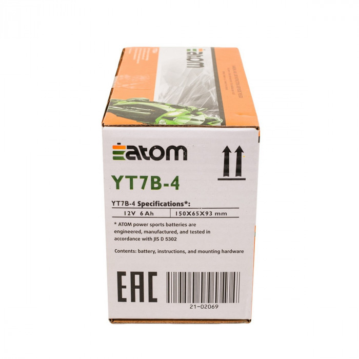 Мото аккумулятор ATOM YT7B-BS (YT7B-4) GEL гелевый