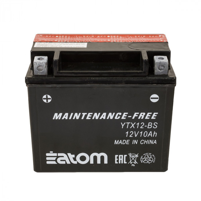 Мото аккумулятор ATOM YTX12-BS MF