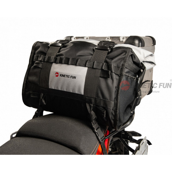 Сумка Kinetic FUN усиленная, универсальная Modul, на седло, на кофр или на бок мотоцикла, 30 литров текстиль, цвет Черный Серый