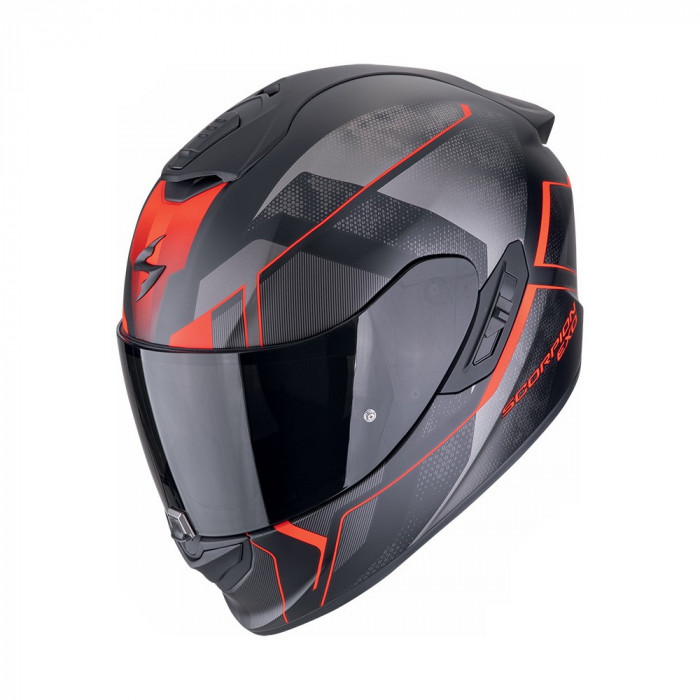 Мотошлем Scorpion EXO EXO-1400 EVO II INTENSIO, цвет Черный Матовый/Красный/Серый, Размер S