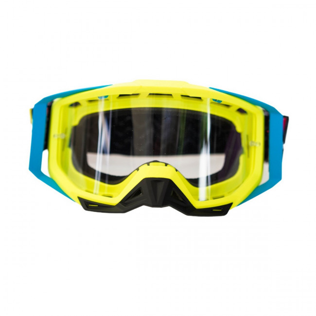 Кроссовые очки (маска) Модель №101 Лайм/Голубой