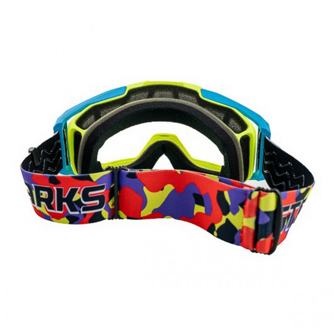 Кроссовые очки (маска) Модель №101 Лайм/Голубой