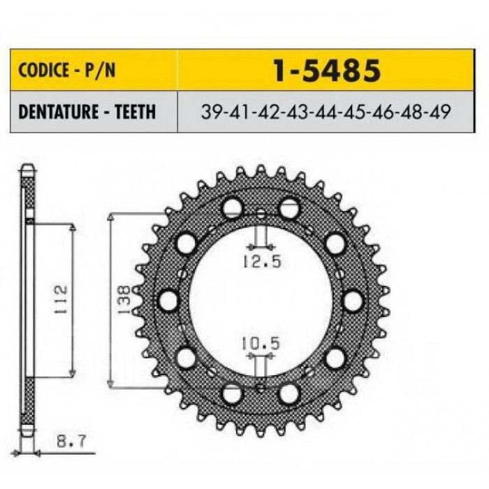 Звезда задняя Sunstar 48 зубьев 1-5485-48 стальная / JTR1871-48