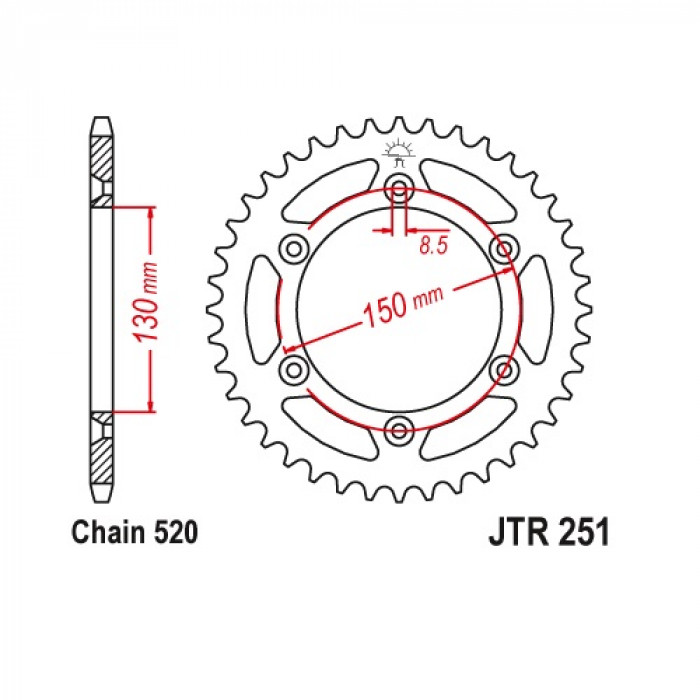 Звезда цепного привода JT JTR251.49ZBK