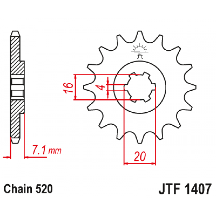 Звезда цепного привода JT JTF1407.10