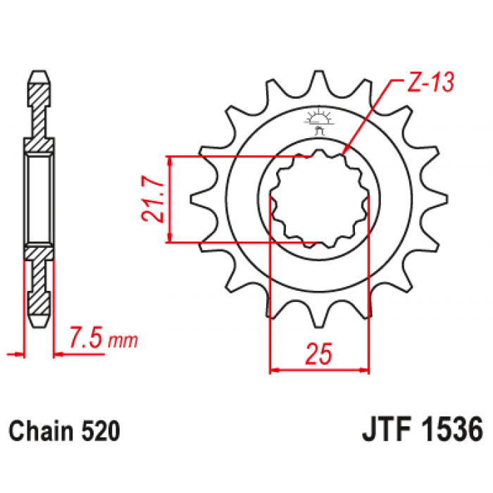 Звезда цепного привода JT JTF1536.15