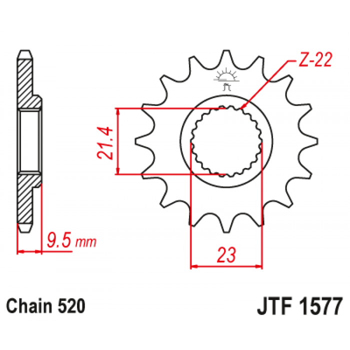 Звезда цепного привода JT JTF1577.15