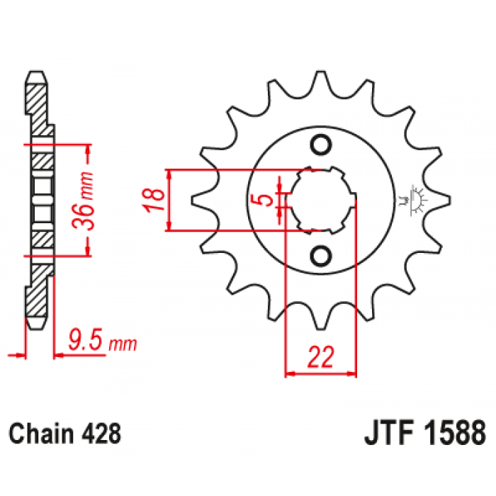 Звезда цепного привода JT JTF1588.19
