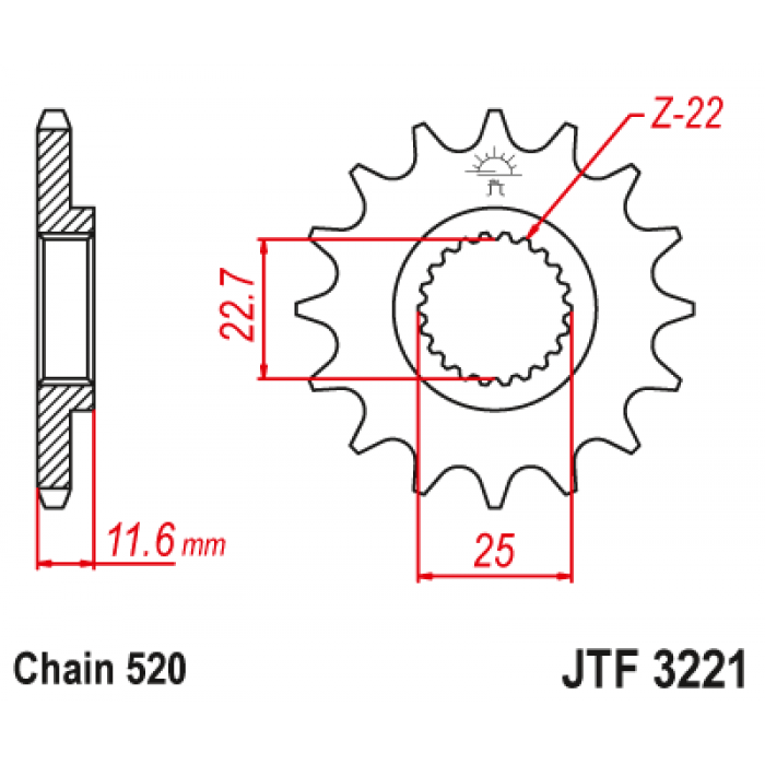 Звезда цепного привода JT JTF3221.13