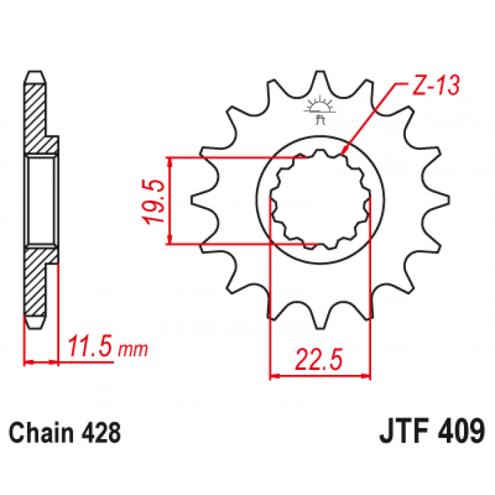 Звезда цепного привода JT JTF409.16