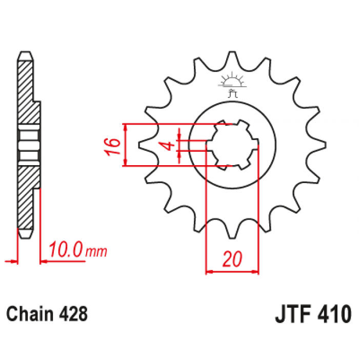 Звезда цепного привода JT JTF410.14
