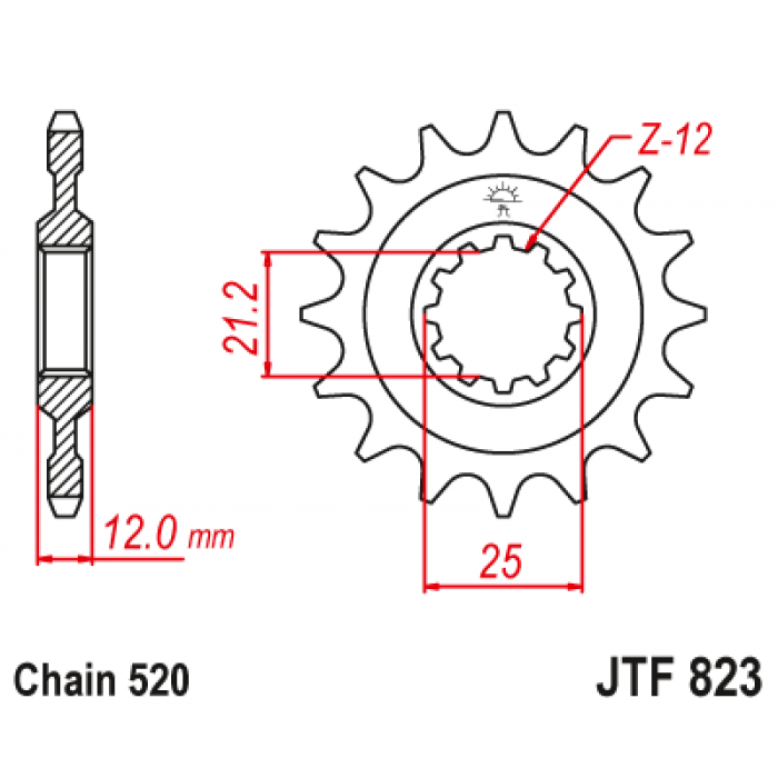 Звезда цепного привода JT JTF823.12