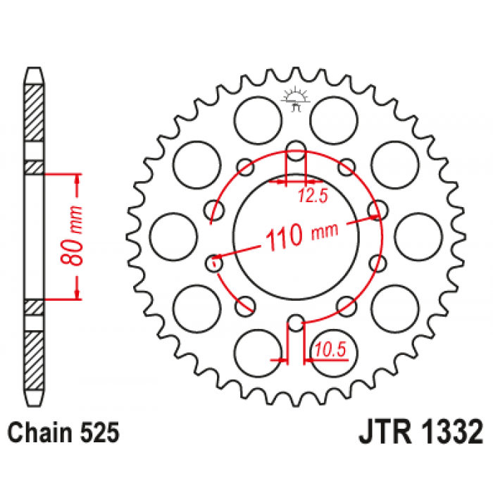 Звезда цепного привода JT JTR1332.45ZBK