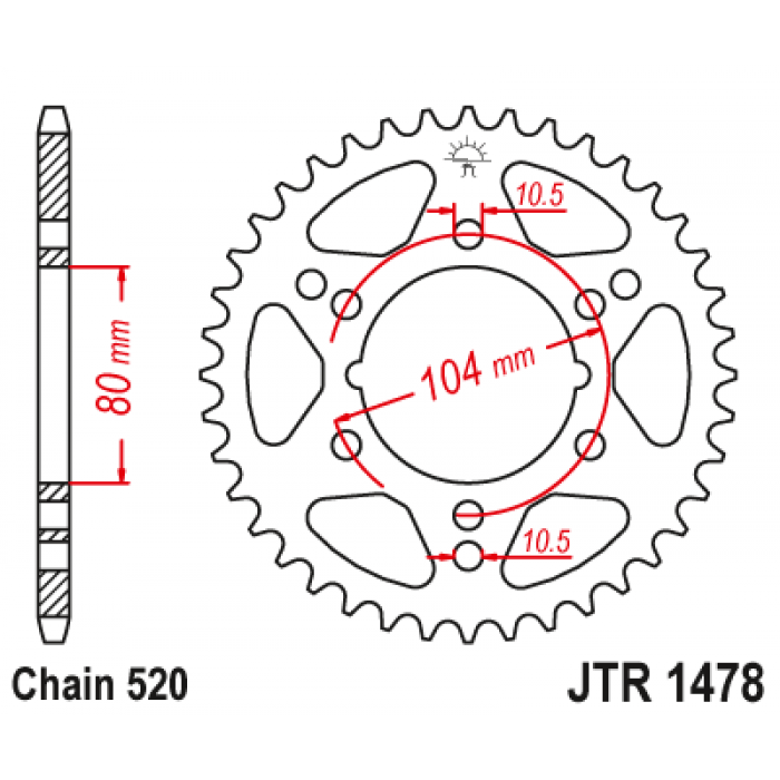 Звезда цепного привода JT JTR1478.36