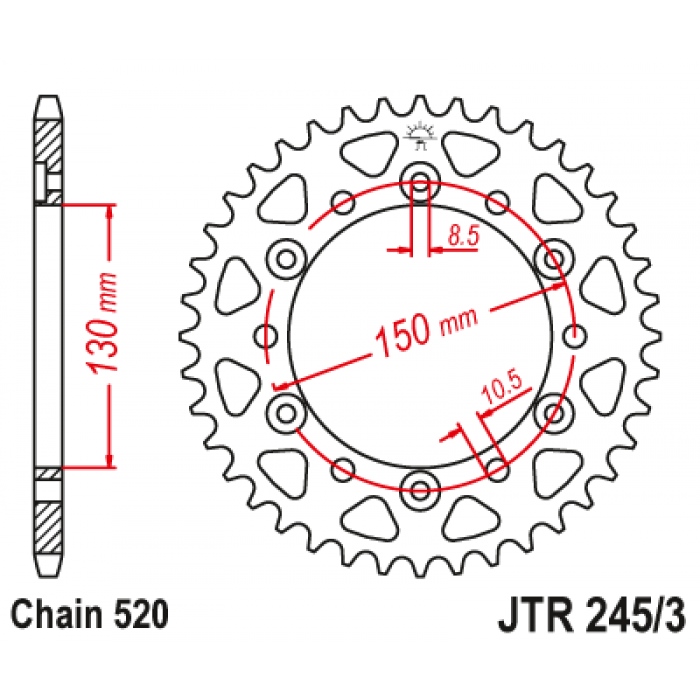 Звезда цепного привода JT JTR245/3.47