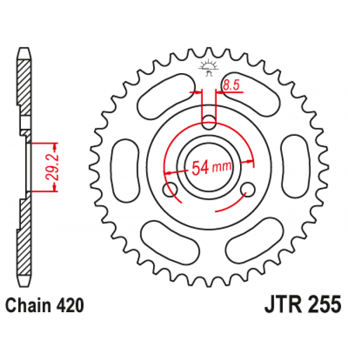 Звезда цепного привода JT JTR255.37