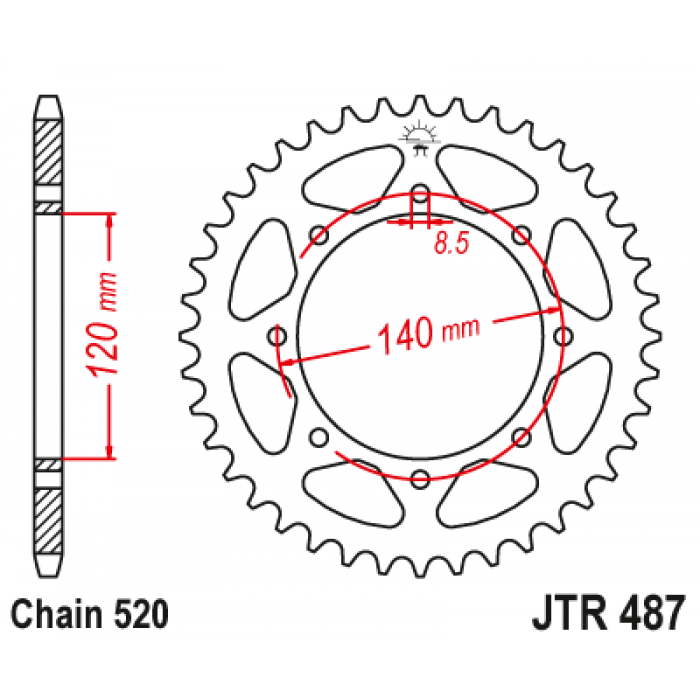 Звезда цепного привода JT JTR487.43ZBK