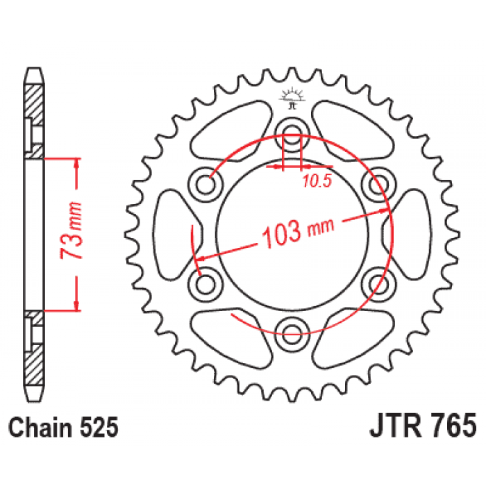 Звезда цепного привода JT JTR765.43