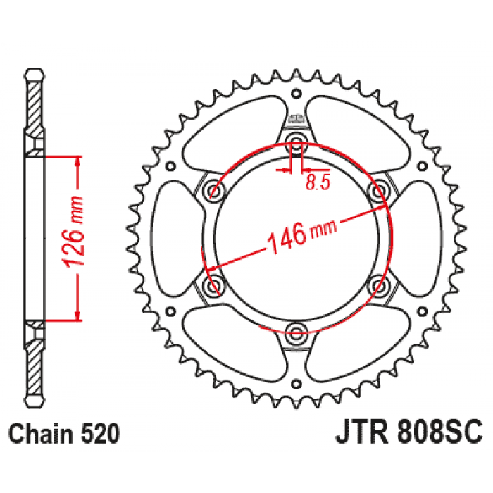 Звезда цепного привода JT JTR808.49SC
