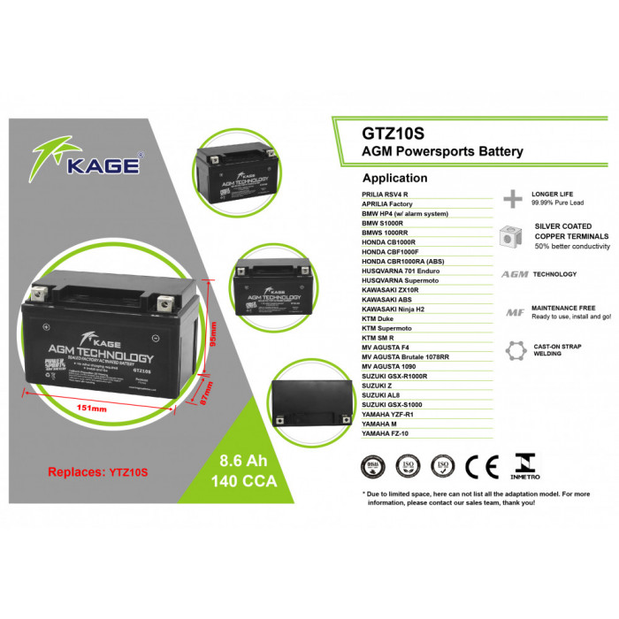 Аккумулятор KAGE YTZ10S