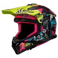 Мотошлем LS2 MX708 FAST II GORILLA, фиолетово-желтый, размер XL