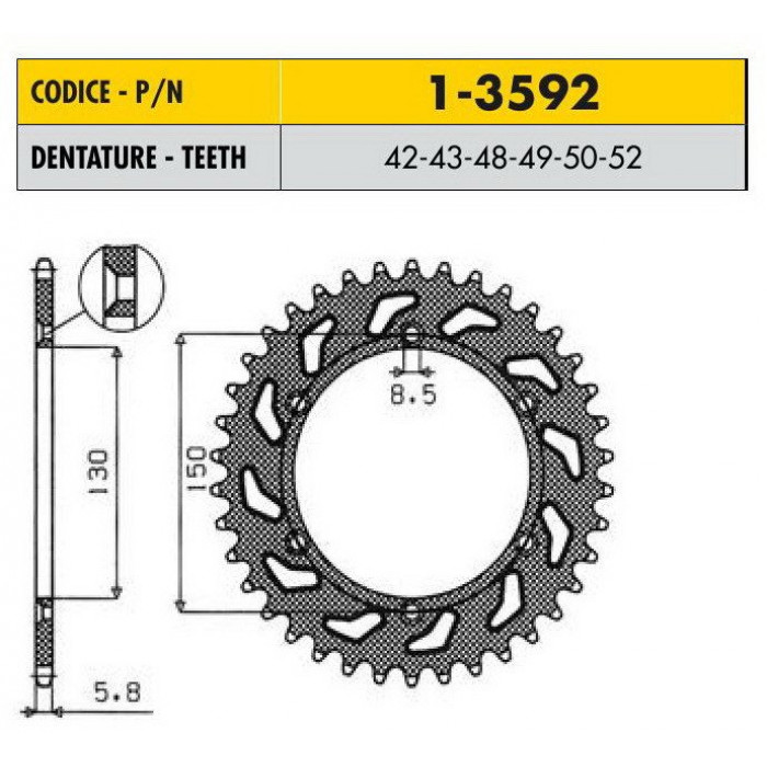 Звезда задняя Sunstar 49 зубьев 1-3592-49 стальная / JTR251-49