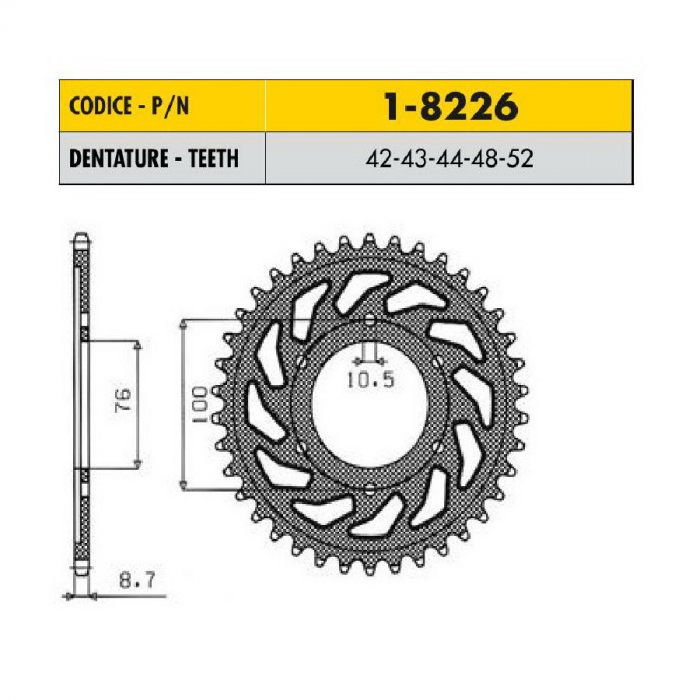 Звезда задняя Sunstar 48 зубьев 1-8226-48 стальная / JTR827-48