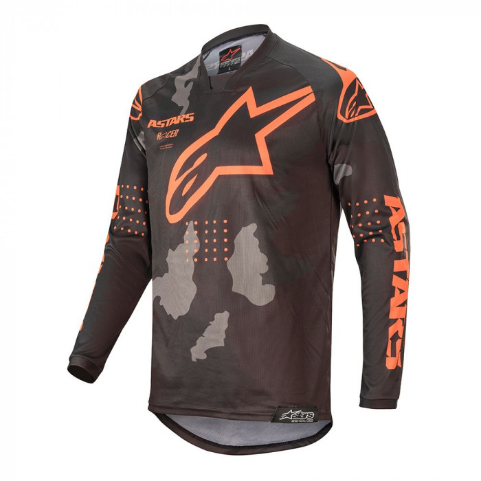 Джерси Alpinestars RACER TACTICAL JERSEY, черно-серо-камуфляжно-оранжевый, размер S