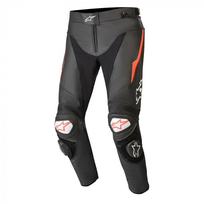 Мотобрюки кожаные Alpinestars TRACK V2 LEATHER PANTS, черно-красный, размер 46