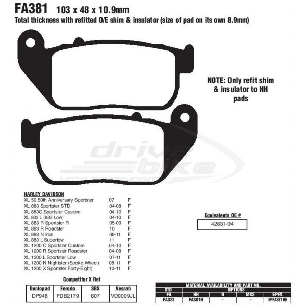 Тормозные колодки FA381