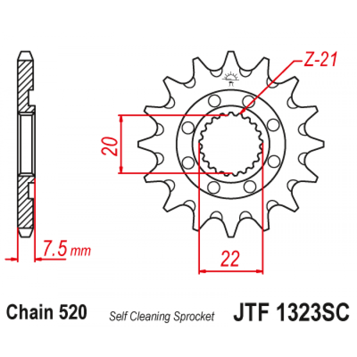Звезда цепного привода JT JTF1323.14SC
