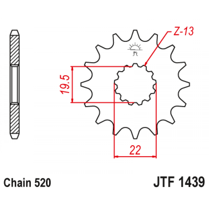 Звезда цепного привода JT JTF1439.13