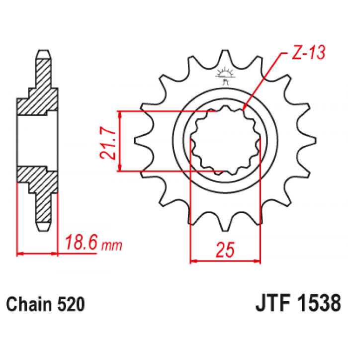 Звезда цепного привода JT JTF1538.13