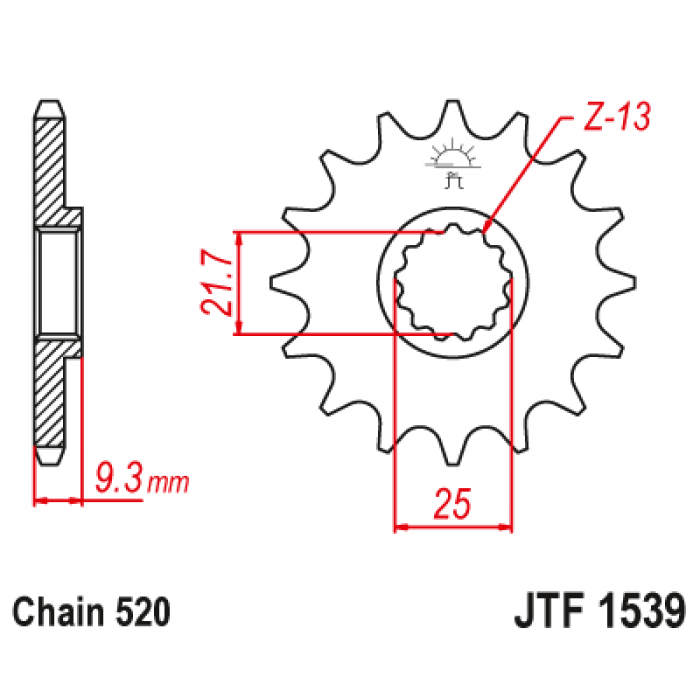 Звезда цепного привода JT JTF1539.14